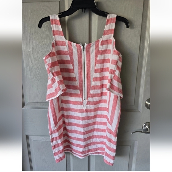 Soft Surroundings Women Linen Blend Top XS Cold Shoulder Striped Casual - Picture 13 of 14